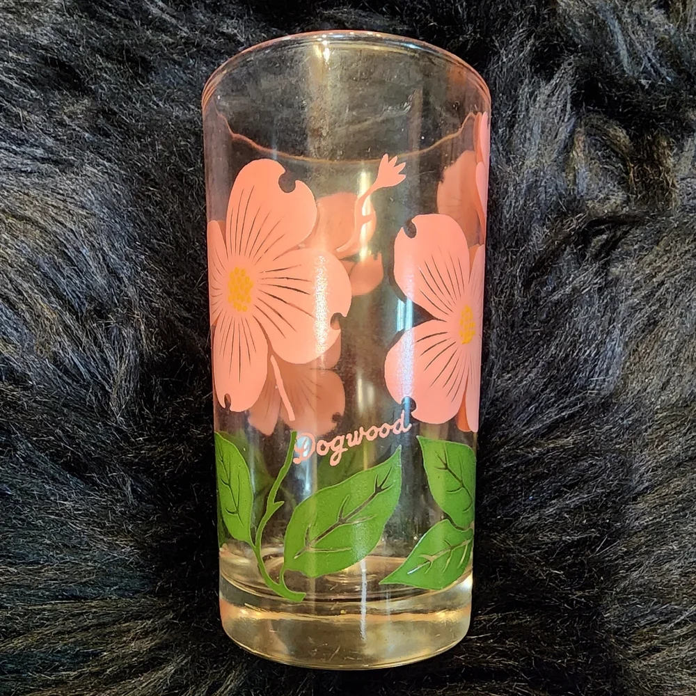 Set of 3 Vintage Floral Drinking Glasses